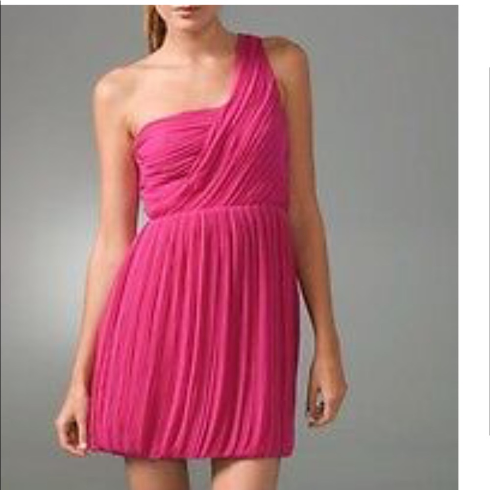 Theory fuscia one shoulder dress